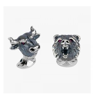 Deakin and Francis Bull and Bear Cufflinks with Ruby Eyes